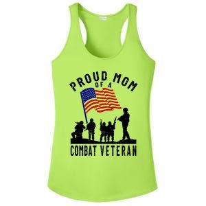 Proud Mom Of A Combat Veteran Retro Us Flag Military Family Gift Ladies PosiCharge Competitor Racerback Tank