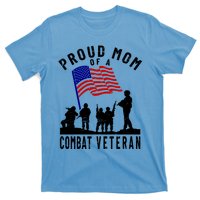 Proud Mom Of A Combat Veteran Retro Us Flag Military Family Gift T-Shirt