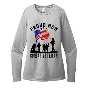 Proud Mom Of A Combat Veteran Retro Us Flag Military Family Gift Womens CVC Long Sleeve Shirt