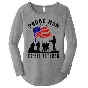 Proud Mom Of A Combat Veteran Retro Us Flag Military Family Gift Women's Perfect Tri Tunic Long Sleeve Shirt