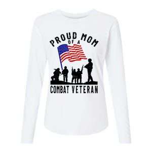 Proud Mom Of A Combat Veteran Retro Us Flag Military Family Gift Womens Cotton Relaxed Long Sleeve T-Shirt