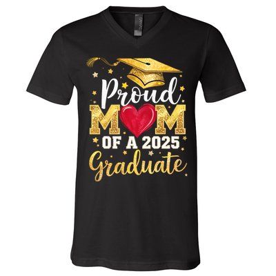 Proud Mom Of A Class Of 2025 Graduate 2025 Senior Mom V-Neck T-Shirt