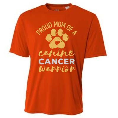 Proud Mom Of A Canine Cancer Warrior Dog Paw Print Gift Cooling Performance Crew T-Shirt