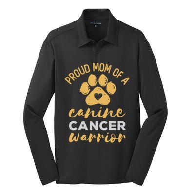 Proud Mom Of A Canine Cancer Warrior Dog Paw Print Gift Silk Touch Performance Long Sleeve Polo