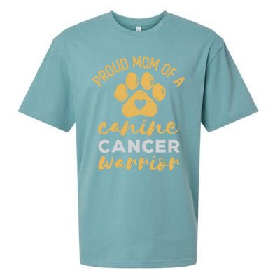 Proud Mom Of A Canine Cancer Warrior Dog Paw Print Gift Sueded Cloud Jersey T-Shirt