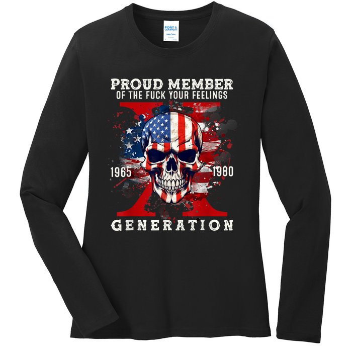 Proud Member Of Your Feelings Horror Skull X Generation Ladies Long Sleeve Shirt