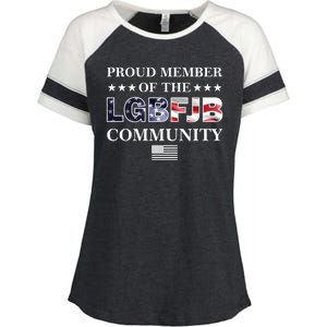 Proud Member Of The LGBFJB Community USA Flag Enza Ladies Jersey Colorblock Tee