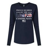 Proud Member Of The LGBFJB Community USA Flag Womens Cotton Relaxed Long Sleeve T-Shirt