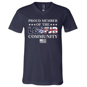 Proud Member Of The LGBFJB Community USA Flag V-Neck T-Shirt