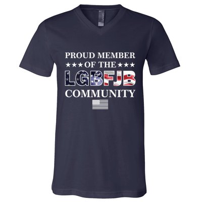 Proud Member Of The LGBFJB Community USA Flag V-Neck T-Shirt