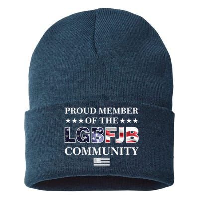 Proud Member Of The LGBFJB Community USA Flag Sustainable Knit Beanie