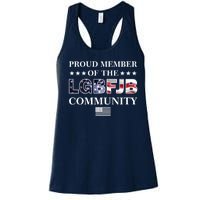 Proud Member Of The LGBFJB Community USA Flag Women's Racerback Tank