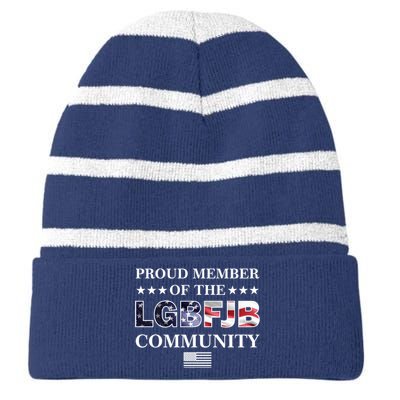 Proud Member Of The LGBFJB Community USA Flag Striped Beanie with Solid Band