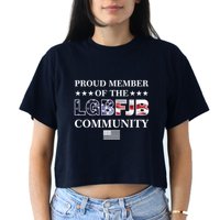 Proud Member Of The LGBFJB Community USA Flag Women's Crop Top Tee