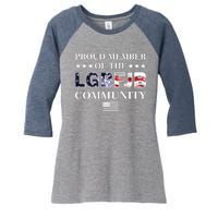 Proud Member Of The LGBFJB Community USA Flag Women's Tri-Blend 3/4-Sleeve Raglan Shirt