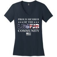 Proud Member Of The LGBFJB Community USA Flag Women's V-Neck T-Shirt