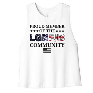 Proud Member Of The LGBFJB Community USA Flag Women's Racerback Cropped Tank