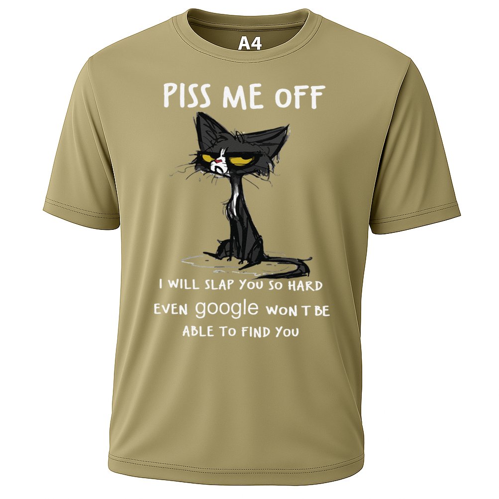 Piss Me Off I Will Slap You So Hard Black Cat Cooling Performance Crew T-Shirt