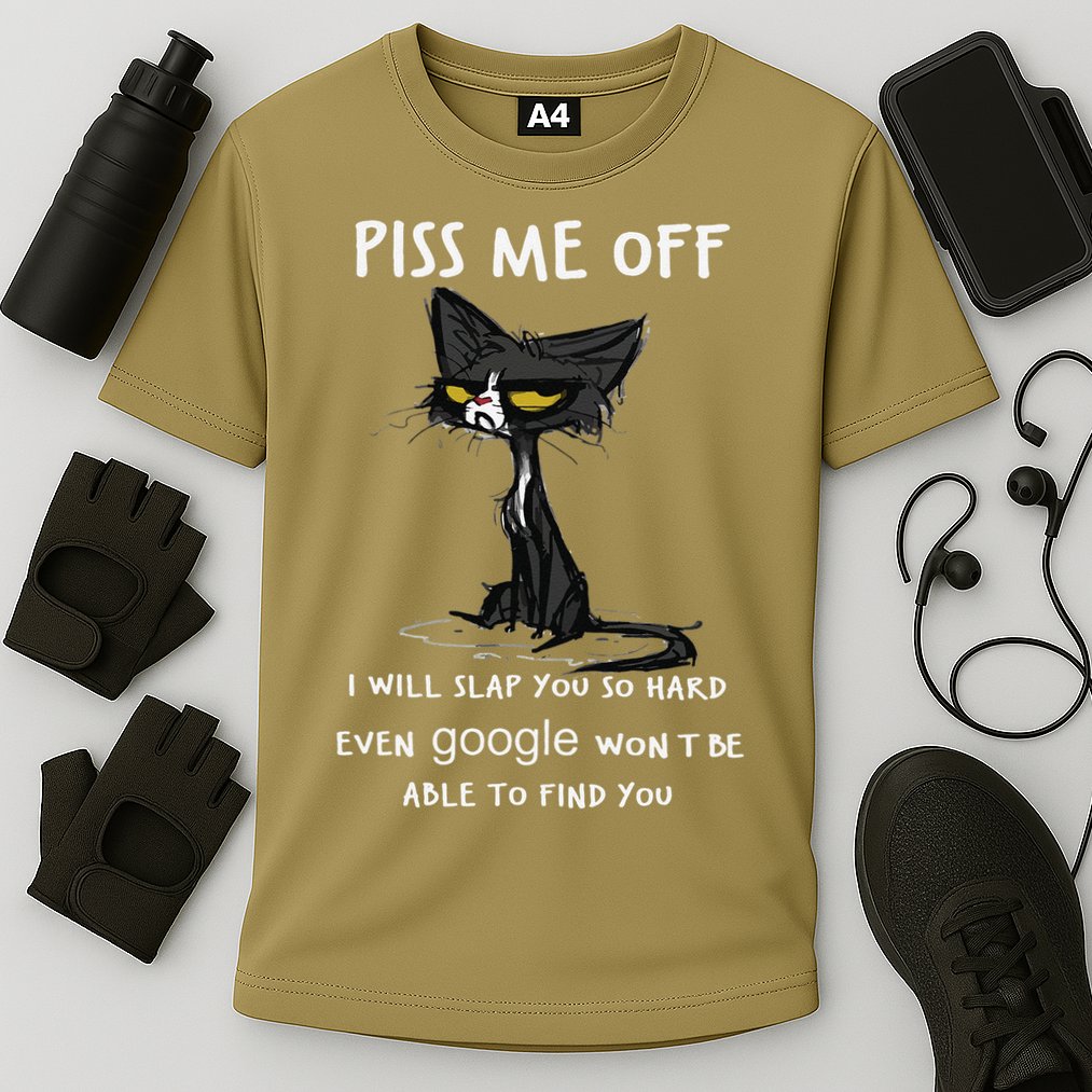 Piss Me Off I Will Slap You So Hard Black Cat Cooling Performance Crew T-Shirt