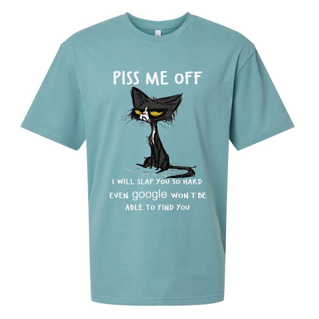 Piss Me Off I Will Slap You So Hard Black Cat Sueded Cloud Jersey T-Shirt
