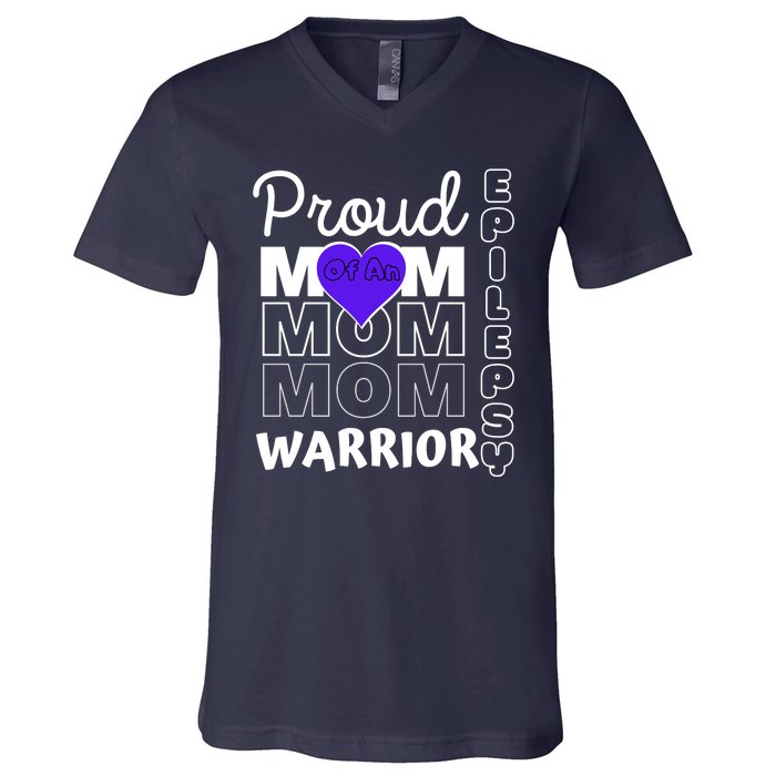 Proud Mom Of A Epilepsy Warrior V-Neck T-Shirt