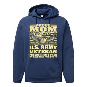 Proud Mom Of An Army Veteran My Daughter Paid For It Gift Funny Gift Performance Fleece Hoodie