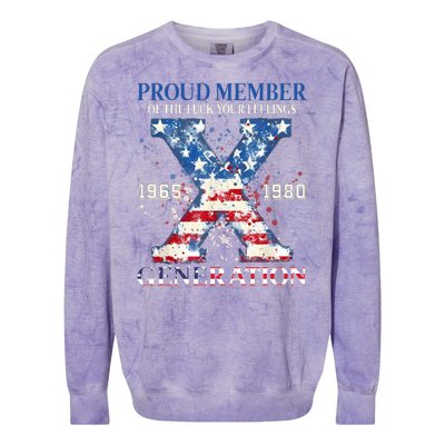 Proud Member Of The Fuck Your Feelings Gen X Usa Colorblast Crewneck Sweatshirt