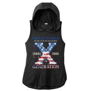 Proud Member Of The Fuck Your Feelings Gen X Usa Ladies PosiCharge Tri-Blend Wicking Draft Hoodie Tank