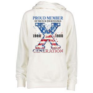 Proud Member Of The Fuck Your Feelings Gen X Usa Womens Funnel Neck Pullover Hood