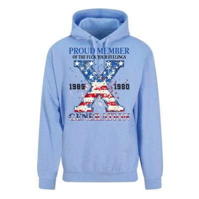 Proud Member Of The Fuck Your Feelings Gen X Usa Unisex Surf Hoodie