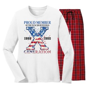 Proud Member Of The Fuck Your Feelings Gen X Usa Women's Long Sleeve Flannel Pajama Set 