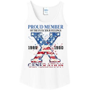 Proud Member Of The Fuck Your Feelings Gen X Usa Ladies Essential Tank