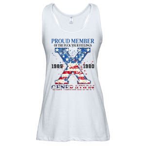 Proud Member Of The Fuck Your Feelings Gen X Usa Ladies Essential Flowy Tank