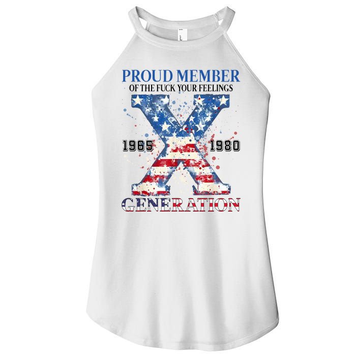 Proud Member Of The Fuck Your Feelings Gen X Usa Women's Perfect Tri Rocker Tank