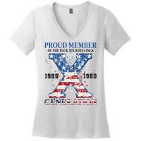 Proud Member Of The Fuck Your Feelings Gen X Usa Women's V-Neck T-Shirt