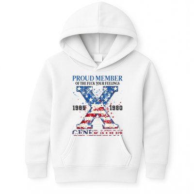 Proud Member Of The Fuck Your Feelings Gen X Usa Kids Hoodie
