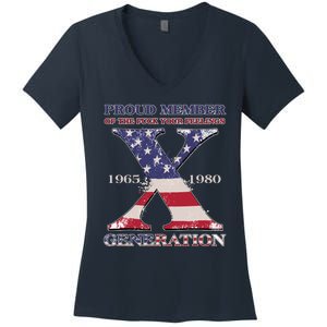 Proud Member Of The Fuck Your Feelings Generation 1965 1980 Gen X Women's V-Neck T-Shirt