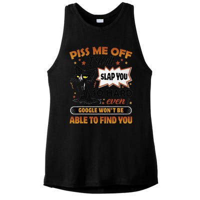 Piss Me Off I Will Slap You So Hard Funny Black Cat Sarcasm Ladies PosiCharge Tri-Blend Wicking Tank