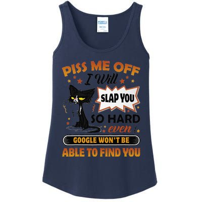 Piss Me Off I Will Slap You So Hard Funny Black Cat Sarcasm Ladies Essential Tank