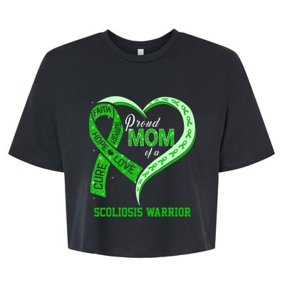 proud mom of a scoliosis warrior ribbon heart Bella+Canvas Jersey Crop Tee