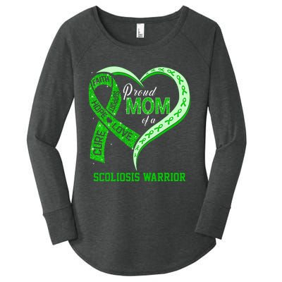 proud mom of a scoliosis warrior ribbon heart Women's Perfect Tri Tunic Long Sleeve Shirt