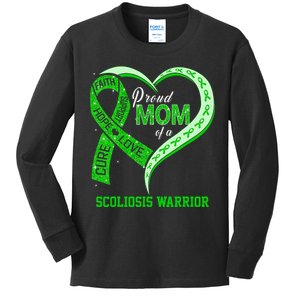 proud mom of a scoliosis warrior ribbon heart Kids Long Sleeve Shirt