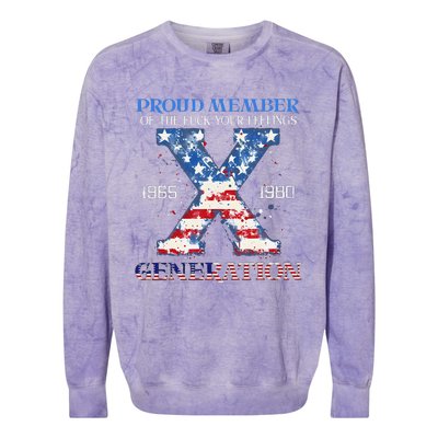 Proud Member Of The Fuck Your Feelings Gen X Usa 4th Of July Colorblast Crewneck Sweatshirt