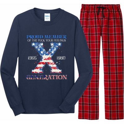 Proud Member Of The Fuck Your Feelings Gen X Usa 4th Of July Long Sleeve Pajama Set