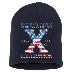 Proud Member Of The Fuck Your Feelings Gen X Usa 4th Of July Short Acrylic Beanie