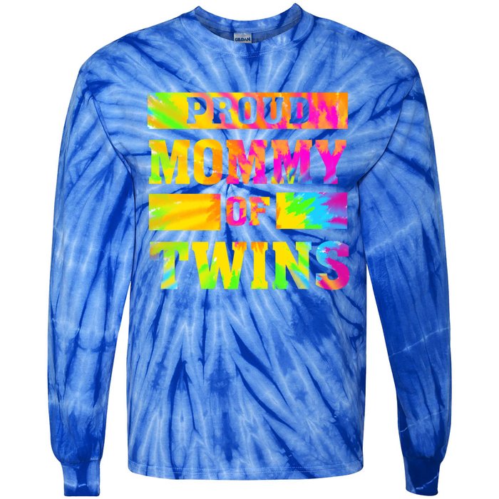 Proud Mommy Of Twins Gift Mother Twin Mom Cute Gift Tie-Dye Long Sleeve Shirt