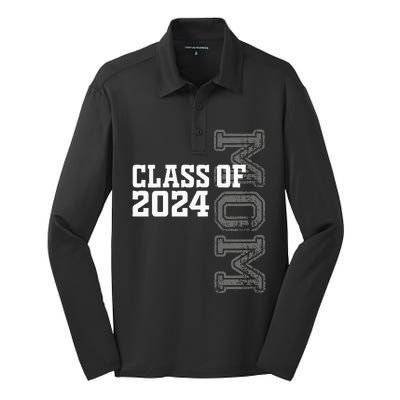 Proud Mom Of A Class Of 2024 Graduate Senior 24 Graduation Silk Touch Performance Long Sleeve Polo