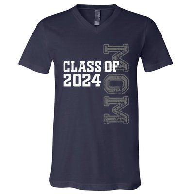 Proud Mom Of A Class Of 2024 Graduate Senior 24 Graduation V-Neck T-Shirt