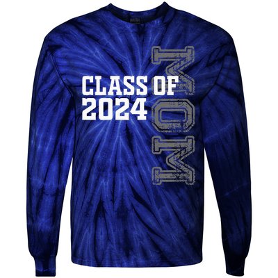 Proud Mom Of A Class Of 2024 Graduate Senior 24 Graduation Tie-Dye Long Sleeve Shirt