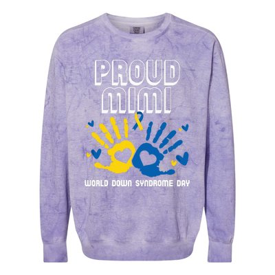 Proud Mimi Of Down Syndrome Family Awareness Matching Colorblast Crewneck Sweatshirt